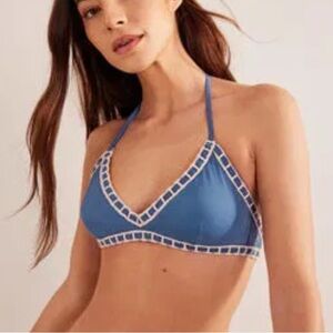 Boden Crochet Trim Halter Bikini Swim Top 16 18 NEW 387